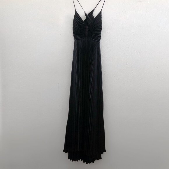 NWT A.L.C. Aries Black Pleated Maxi Dress Size 14 - Picture 3 of 11
